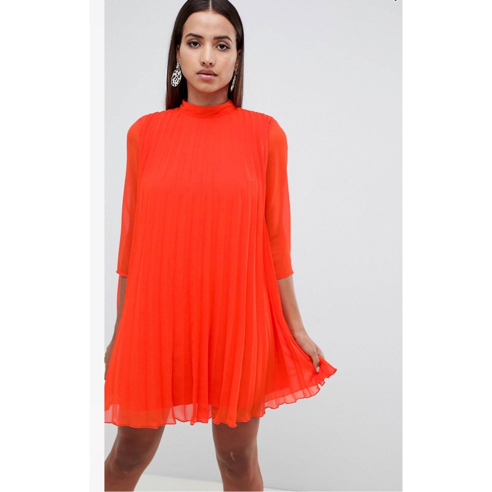 ASOS DESIGN pleated trapeze mini dress